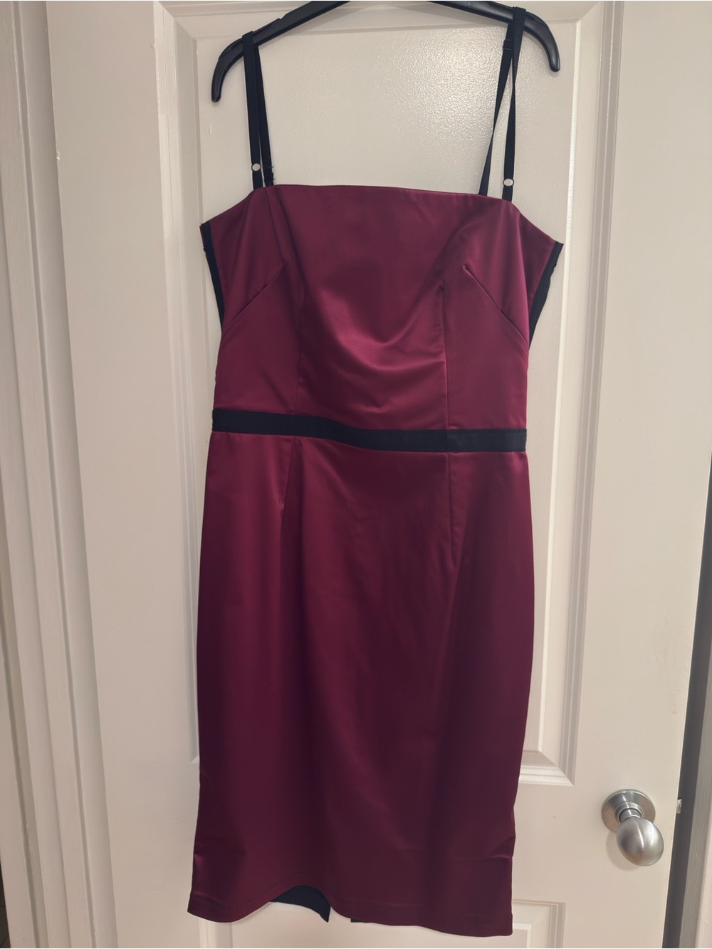 Dolce & Gabbana Stretch Satin Cami Dress Size 46 Purple Black Sheath Corset